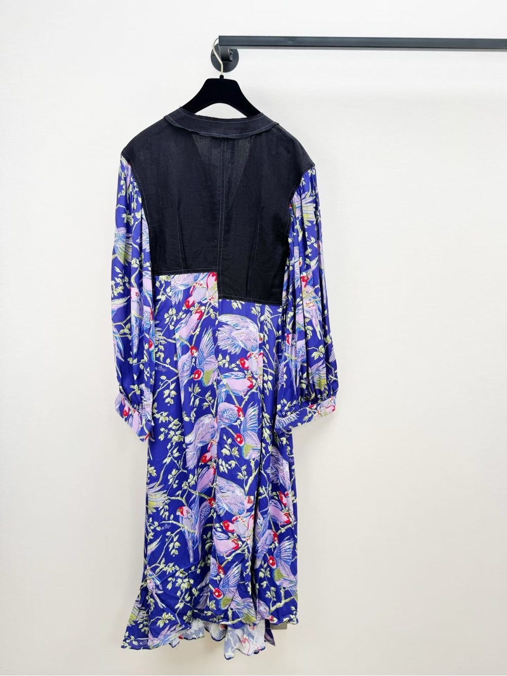 Loewe Navy Blue Floral Long-Sleeve Wrap Dress - Picture 2 of 6